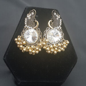 Peacock Style Earrings with Beads Embellishment