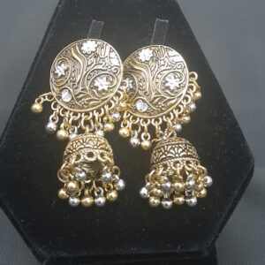 Sliver Jhumka Style with Stone Embellishments Earrings