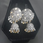 Sliver Jhumka Style with Stone Embellishments Earrings