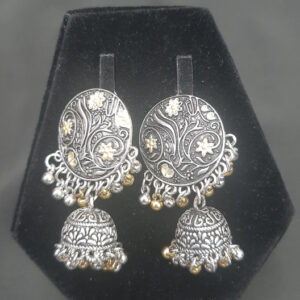 Sliver Jhumka Style with Stone Embellishments Earrings