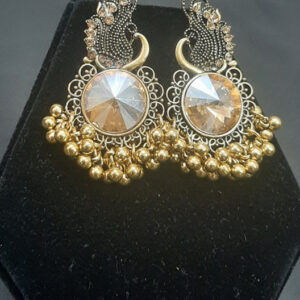 Peacock Style Earrings with Beads Embellishment