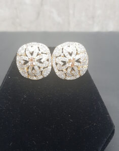 White Cubic Studs Style Earrings