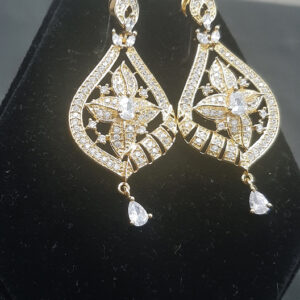 Dangle Gold Plated Rose Shape Earrings