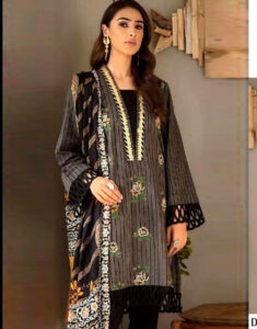 3 Piece Embroidered Unstitched Lawn Dress (Nishat Lawn )