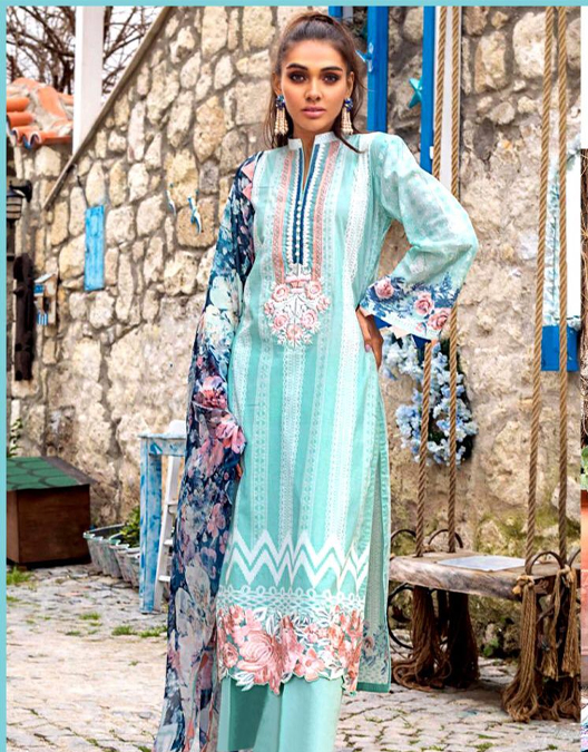 3 Piece Embroidered Unstitched Lawn Dress ( Zainab Chottani )