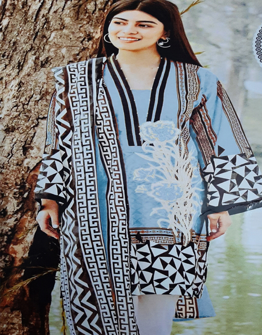 3 Piece Embroidered Unstitched Lawn Dress ( Orient textile )